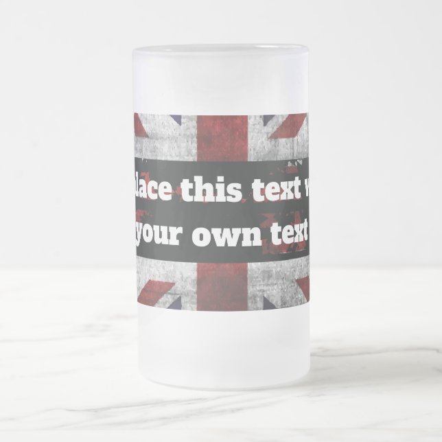 Caneca De Cerveja Vidro Jateado Add text on English flag Throw Pillow (Centro)
