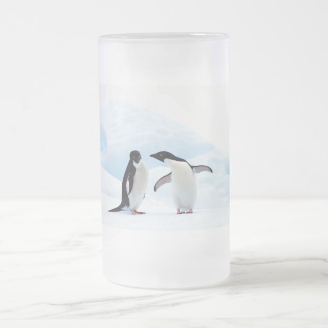 Caneca De Cerveja Vidro Jateado Adelie Penguins (Centro)