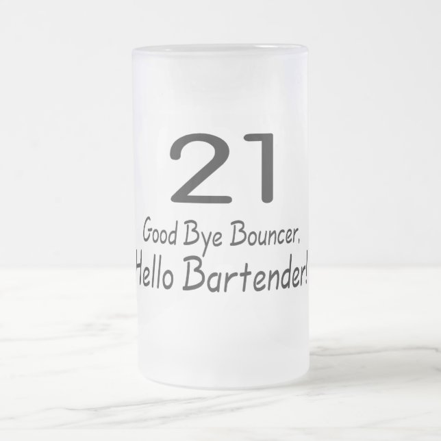 Caneca De Cerveja Vidro Jateado Adeus barman do leão-de-chácara 21 olá! (preto) (Centro)