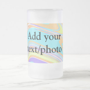 Caneca De Cerveja Vidro Jateado Adicione o nome abstrato simples rosa azul laranja