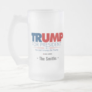 Caneca De Cerveja Vidro Jateado Adicione seu nome de família Trump para president