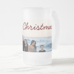 Caneca De Cerveja Vidro Jateado adicione sua foto texto natal feliz feriado