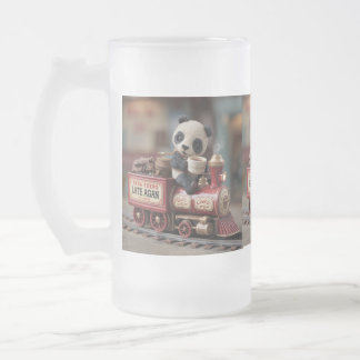 Caneca De Cerveja Vidro Jateado  Adorable Panda Figurine on a Vintage Toy Train