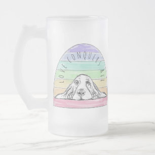 Caneca De Cerveja Vidro Jateado Adoro conquistas todos os cães do arco-íris