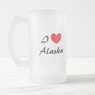 Caneca De Cerveja Vidro Jateado Adoro o Fosco de Tipografia Cardíaca do Alaska