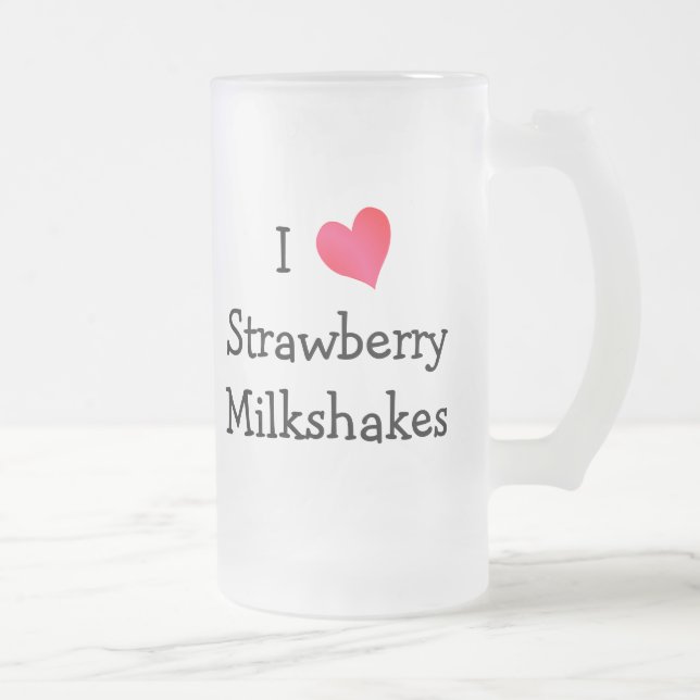 Caneca De Cerveja Vidro Jateado Adoro Strawberry Milshakes (Direita)