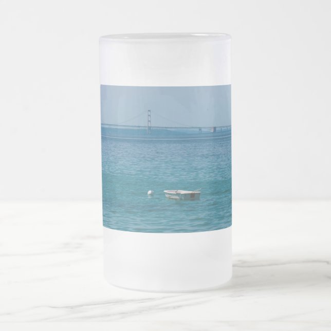 Caneca De Cerveja Vidro Jateado Afloat Na Caneta De Vidro De Fosco Mackinac (Centro)