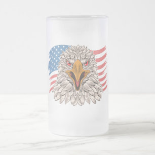 Caneca De Cerveja Vidro Jateado Águia Bald Americano