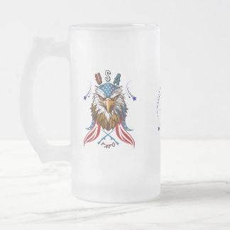 Caneca De Cerveja Vidro Jateado Águia Patriótica USA FAFO Patriotic Mug