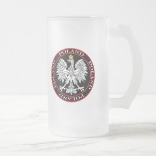 Caneca De Cerveja Vidro Jateado Águia Polonesa redonda