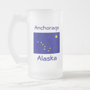 Caneca De Cerveja Vidro Jateado Alaska Flag Map City Mug