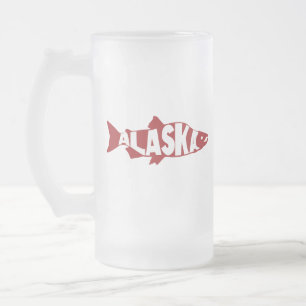 Caneca De Cerveja Vidro Jateado Alaska Salmon