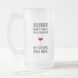 Caneca De Cerveja Vidro Jateado Álcool não resolverá seus problemas de forma engra