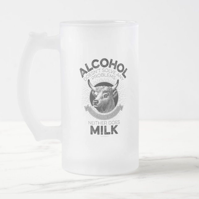 Caneca De Cerveja Vidro Jateado Álcool vs. Leite (Esquerda)