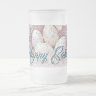 Caneca De Cerveja Vidro Jateado Alegria Gentil de Páscoa com Motivo Floral