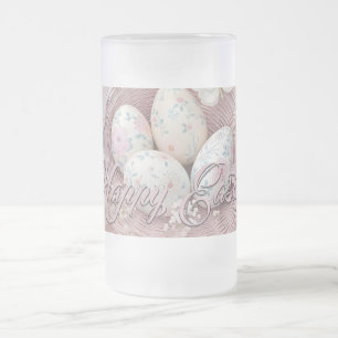 Caneca De Cerveja Vidro Jateado Alegria Gentil de Páscoa com Motivo Floral