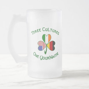 Caneca De Cerveja Vidro Jateado Alemão Irlandês EUA Flags Shamrock Personalizado