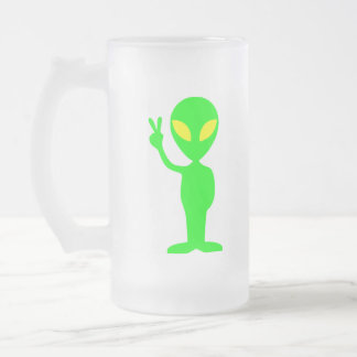 CANECA DE CERVEJA VIDRO JATEADO ALIENÍGENA VERDE