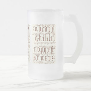 Caneca De Cerveja Vidro Jateado Alphabet Mug