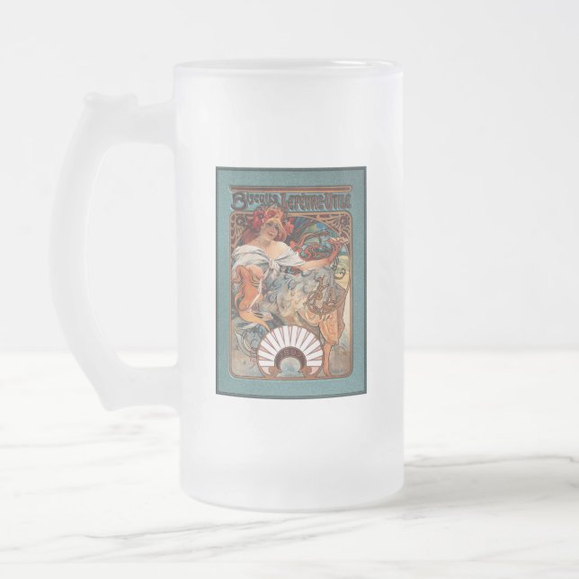 Caneca De Cerveja Vidro Jateado Alphonse Mucha Biscuits Lefevre-Utile Speckled (Esquerda)