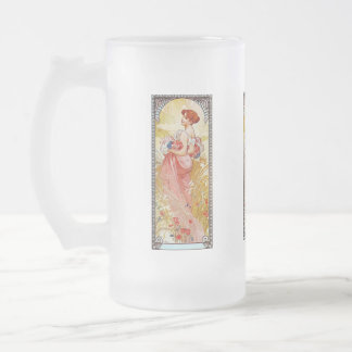 Caneca De Cerveja Vidro Jateado Alphonse Mucha Summer