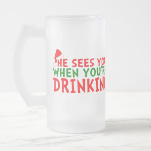 Caneca De Cerveja Vidro Jateado Amantes engraçados do bebendo de Natal