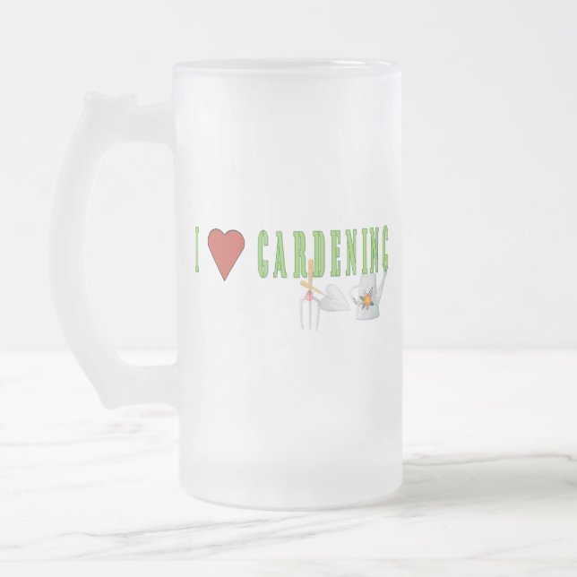 Caneca De Cerveja Vidro Jateado Amar jardinagem (Esquerda)