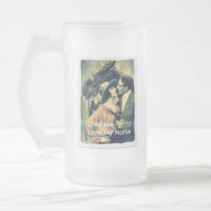 Caneca De Cerveja Vidro Jateado Ame-me e ame-o meu casal do vintage do cavalo