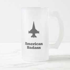 Caneca De Cerveja Vidro Jateado Americano Badass do avião de combate