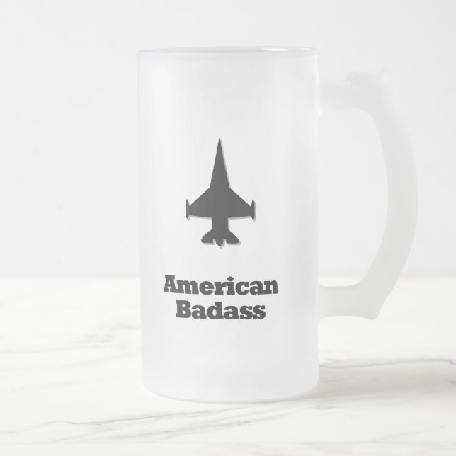 Caneca De Cerveja Vidro Jateado Americano Badass do avião de combate (Direita)