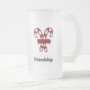 Caneca De Cerveja Vidro Jateado Amizade Candy Cane