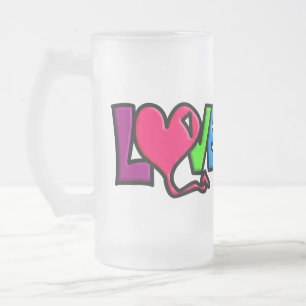 Caneca De Cerveja Vidro Jateado Amor