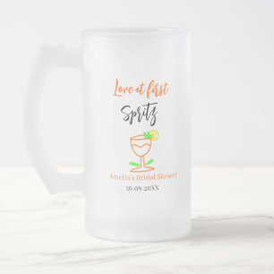 Caneca De Cerveja Vidro Jateado Amor à primeira taça laranja preto chá de noiva gl