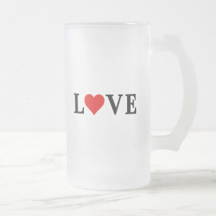 Caneca De Cerveja Vidro Jateado AMOR, coração, minimalista, baseado em texto, ti