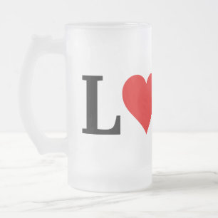 Caneca De Cerveja Vidro Jateado AMOR, coração, minimalista, baseado em texto, ti