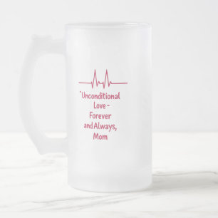 Caneca De Cerveja Vidro Jateado Amor incondicional - Mug de vidro Fosco para a mãe