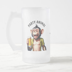 Caneca De Cerveja Vidro Jateado Animal de festa de texto personalizado