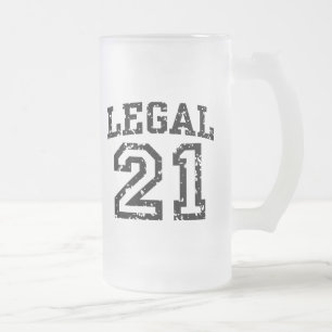 Caneca De Cerveja Vidro Jateado Aniversário de 21 anos