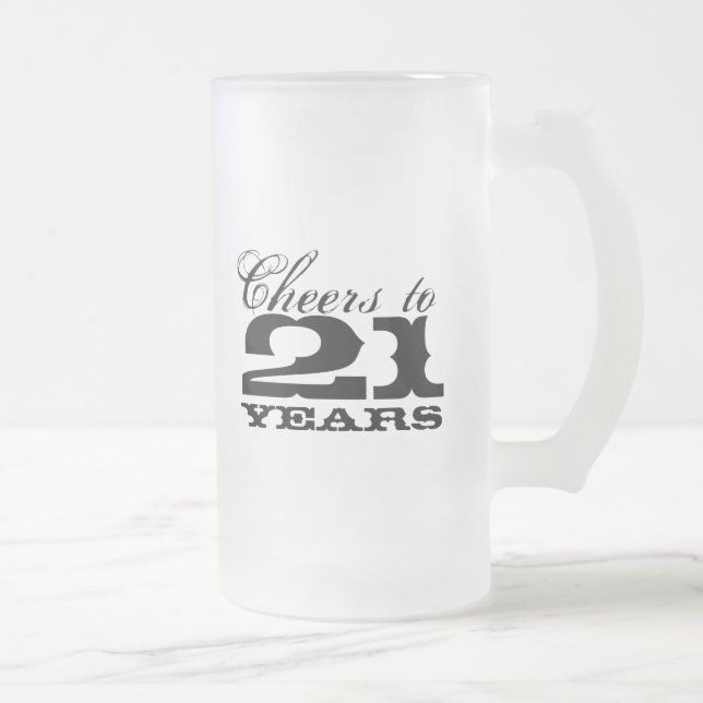 Caneca De Cerveja Vidro Jateado aniversário de 21 anos Beer Mug para homens | Aleg (Direita)