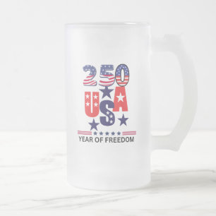 Caneca De Cerveja Vidro Jateado Aniversário de 250 anos dos EUA patriótico 4 de ju