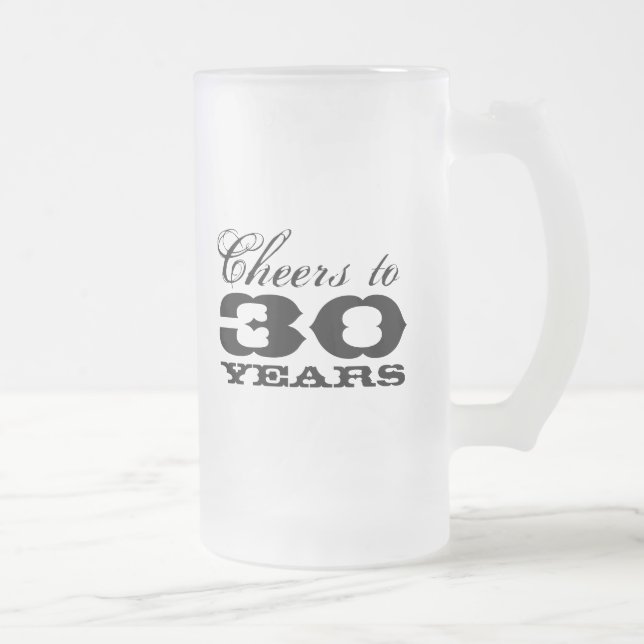 Caneca De Cerveja Vidro Jateado aniversário de 30 anos Beer Mug para homens | Saúd (Direita)