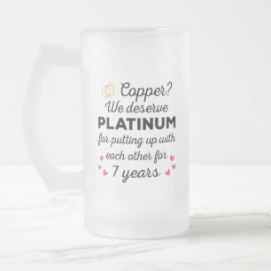 Caneca De Cerveja Vidro Jateado Aniversário de Casamento de 7 I - Casal Engraçado