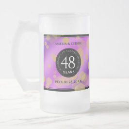Caneca De Cerveja Vidro Jateado Aniversário de Casamento de Ametist 48º Elegante