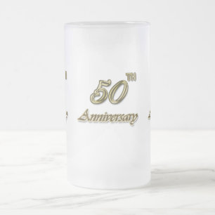 Caneca De Cerveja Vidro Jateado Aniversário do ouro 50th