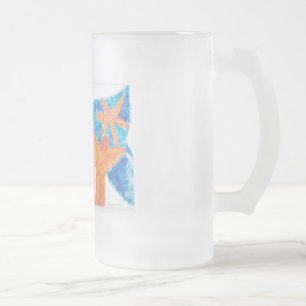 Caneca De Cerveja Vidro Jateado Anjos das ondas de praia