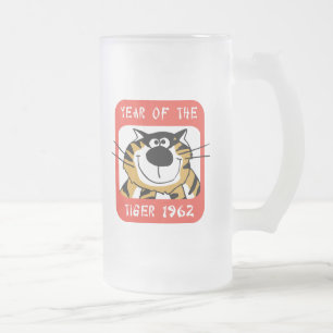 Caneca De Cerveja Vidro Jateado Ano chinês do presente 1962 do tigre