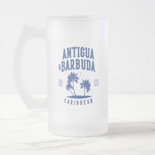 Caneca De Cerveja Vidro Jateado Antigua e Barbuda Palmeira do Caribe
