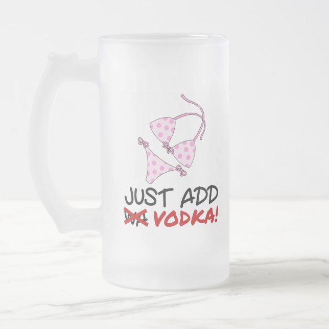 Caneca De Cerveja Vidro Jateado Apenas adicione a vodca (Esquerda)