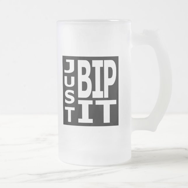 Caneca De Cerveja Vidro Jateado Apenas BIP ele (Direita)