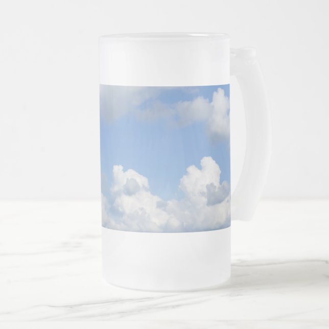 Caneca De Cerveja Vidro Jateado Apenas Fosco De Nuvens (Frente Esquerda)